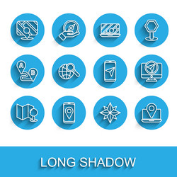 set line folded map with push pin city navigation vector image