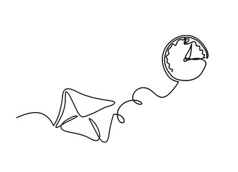 abstract paper envelope with clock as line vector image