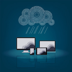 Blue design with computer technology vector