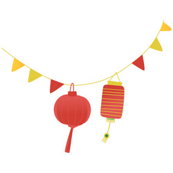 festive paper lanterns on a string vector