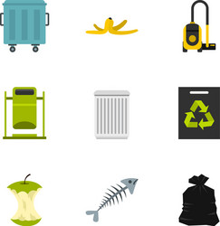 garbage icons set flat style vector image