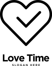 love time logo outline monoline vector