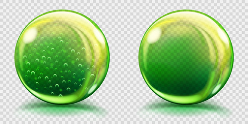 Two big green glass spheres vector