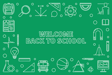 Welcome back to school horizontal outline vector