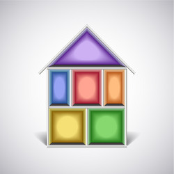 Colorful empty house rooms in cut vector