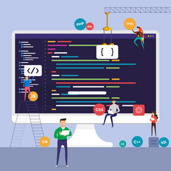 flat design concept programmer coding program vector image