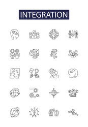 integration line icons and signs system vector