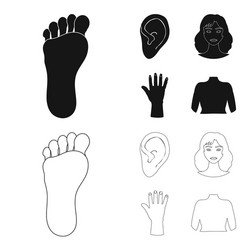 Isolated object of body and part sign collection vector