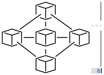 blockchain network structure with interconnected vector image