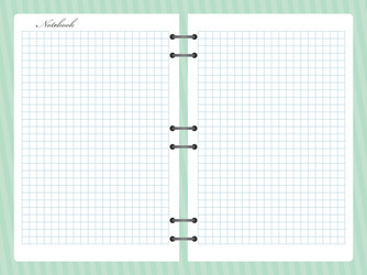 Open squared notepad notebook with spiral vector