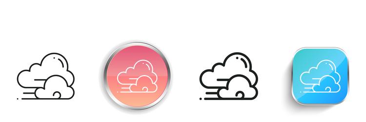 cloudy icon thin linear regular and button style vector image