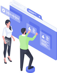 developers creating online user account isometric vector image