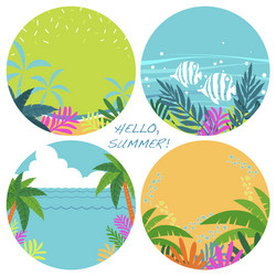 set tropical resort round background vector