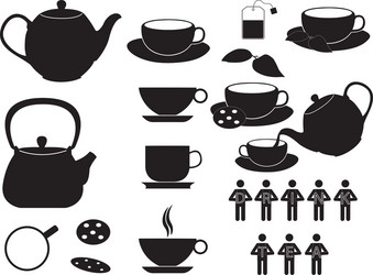 Tea cups and objects vector