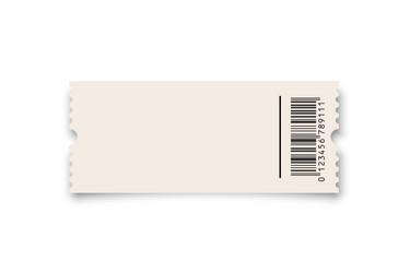 white ticket or coupon with barcode template vector