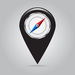 pointer on the map with a compass inside black vector image