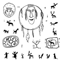 Siberian Tribal Art Collection Vector Image