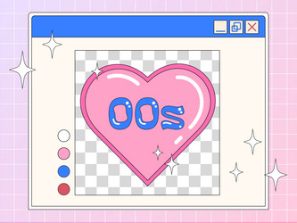 2k of a retro computer window with heart vector