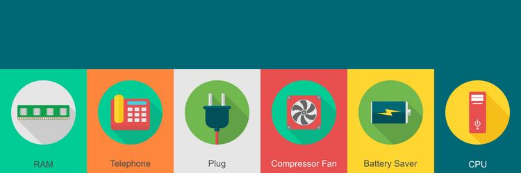a set of 6 computer and hardware icons as ram vector image