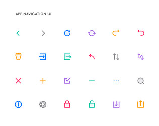 app control system user interface ui icon set vector image