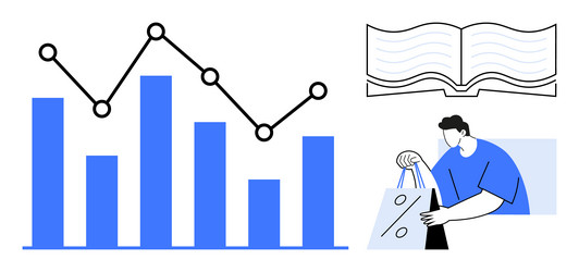 business analytics with bar chart and line graph vector image