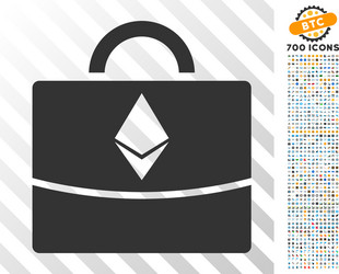 Ethereum business case flat icon with bonus vector