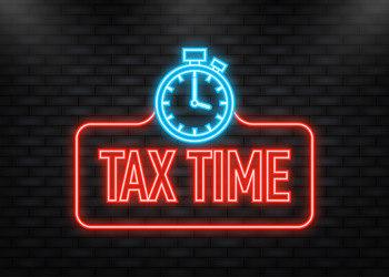 Neon icon tax time red 3d realistic paper speech vector