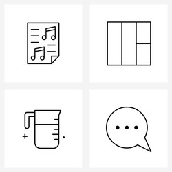 set 4 simple line icons for web and print vector image