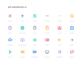 App control system user interface ui icon set vector