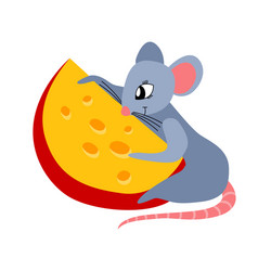 Cute cartoon mouse with cheese vector