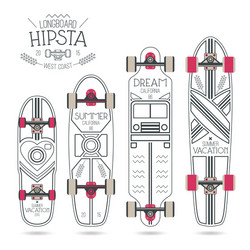 trendy print on a longboard vector