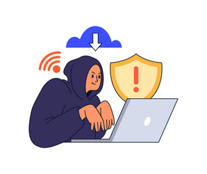 hacker trying to break in encrypted data vector image