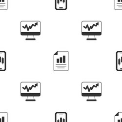 set mobile stock trading document with graph vector image