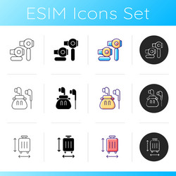 Tourist baggage for travel icons set vector