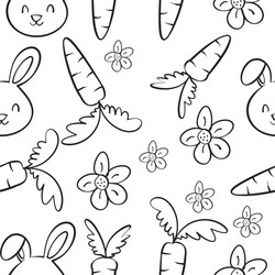 collection bunny and carrot pattern vector