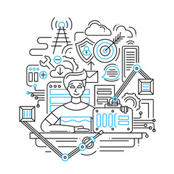 problem solution strategy - line design vector image