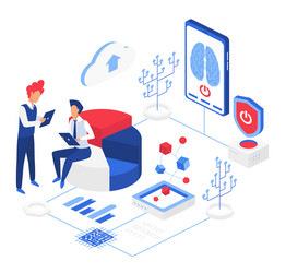 artificial intelligence smart data storing center vector image