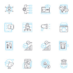 data commerce linear icons set analytics online vector