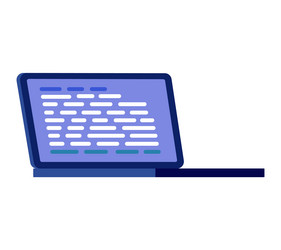 open laptop with blue screen displaying code lines vector