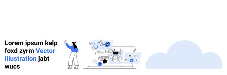 digital workspace concept with user interacting vector image