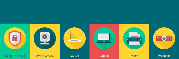 a set of 6 computer and hardware icons vector image