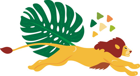 hand drawn flat composition with lion Vector Image