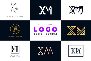 Initial letters xm monogram logo design bundle Vector Image