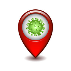 Red map point with coronavirus vector