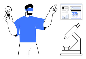 scientist exploring virtual data and innovation vector image
