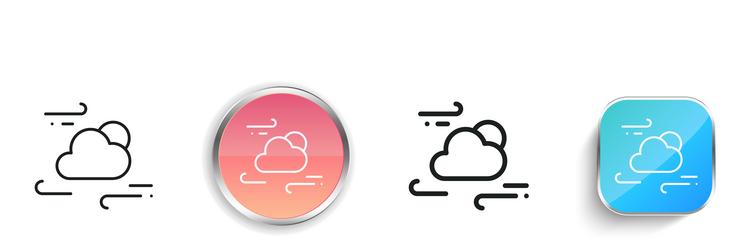 cloudy day icon thin linear regular and button vector image