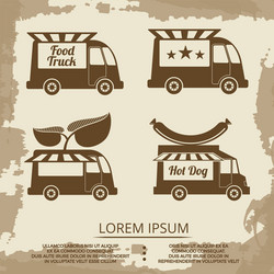 food trucks set - vintage poster with truck Vector Image