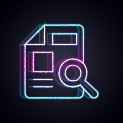 glowing neon line document with graph chart icon vector image