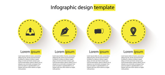 set upload inbox fountain pen nib chat vector image