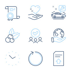 Upload file loop and car service icons set vector